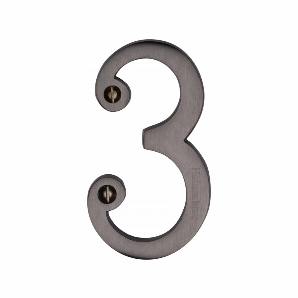 M Marcus Heritage Brass Numeral 3 - Face Fix 76mm Traditional font